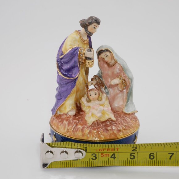 Cottage Garden Hand-Painted Nativity Scene Hinged Trinket Box Collectible - Picture 6 of 6